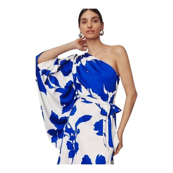 Hutch Anthropologie Floral One Shoulder Satin Maxi Dress Size 4 - Picture 10 of 10